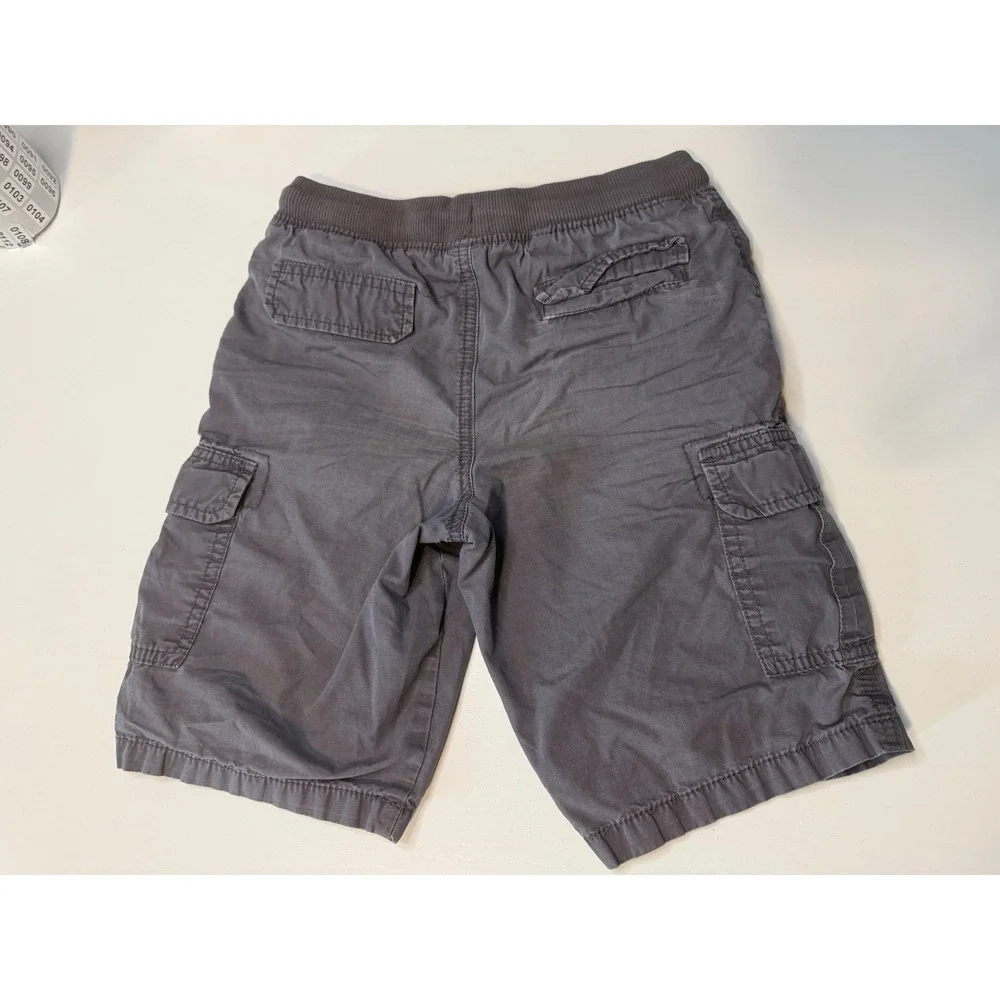 Carters Kid Boys Gray Cargo Shorts Ribbed Elastic Waist Size 8 Pull On